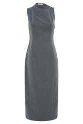 Taylor Draped Crepe Midi Dress - Charcoal Marle